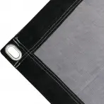 Tearproof polyethylene tarpaulin box cover, 200 gr/sq.m Black. Oval eyelets 40x20 mm - cod.CMPH200N-40O