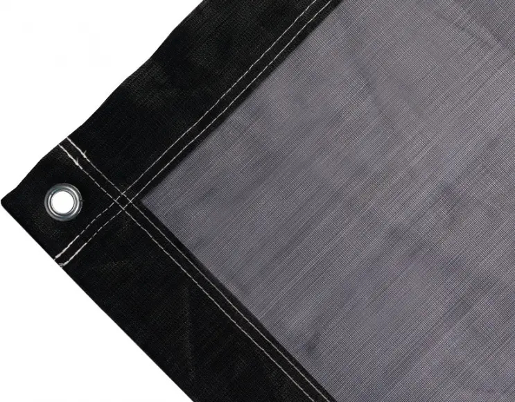 Tearproof polyethylene tarpaulin box cover, 170 gr/sq.m Black. Standard round eyelets 17mm