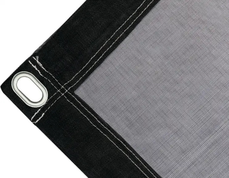 Tearproof polyethylene tarpaulin box cover, 170 gr/sq.m Black. Oval eyelets 40x20 mm