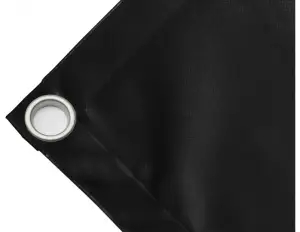 High-strength PVC tarpaulin box cover, 650g/sq.m. Black. Eyelets 40 mm - cod.CMPVCN-40T