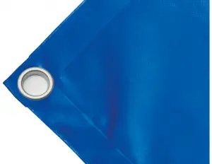 High-strength PVC tarpaulin box cover, 650g/sq.m Waterproof. Blue. Eyelet 40 mm - cod.CMPVCBL-40T