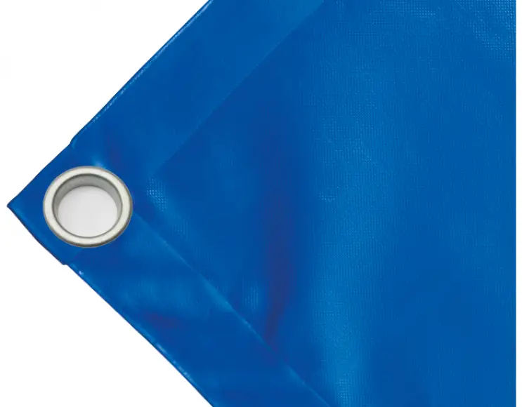 High-strength PVC tarpaulin box cover, 650g/sq.m. Waterproof. Blue. Eyelet 40 mm