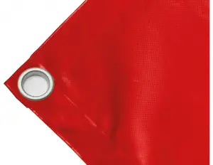 High-strength PVC tarpaulin box cover, 650g/sq.m Waterproof. Red. Eyelets 40 mm - cod.CMPVCR-40T