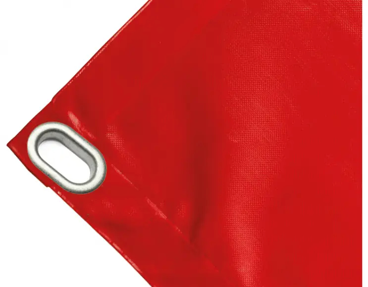 High-strength PVC tarpaulin box cover, 650g/sq.m. Waterproof. Red. Eyelet 40x20 mm