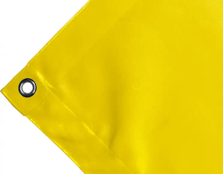 High-strength PVC tarpaulin box cover, 650g/sq.m. Waterproof. Yellow. Standard eyelet 17 mm