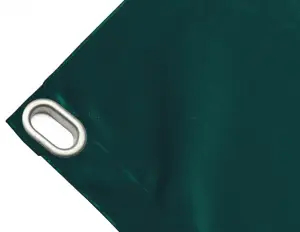 High-strength PVC tarpaulin box cover, 650g/sq.m Waterproof. Green. Oval eyelets 40x20 mm - cod.CMPVCV-40O