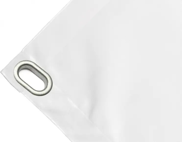 High-strength PVC tarpaulin box cover, 650g/sq.m. Waterproof. White. Eyelet 40x20 mm