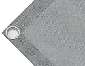 High-strength PVC tarpaulin box cover, 280g/sq.m  Microperforated sheet, not waterproof.  Grey. Eyelets 40 mm - cod.CMHSK-40T
