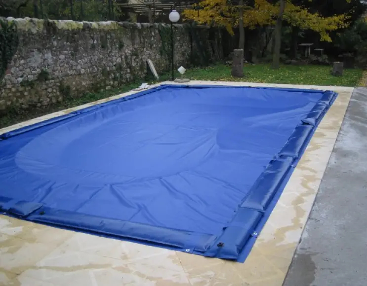 PVC swimming pool tarpaulin cover with eyelets, 400 gr with the provision of water bags