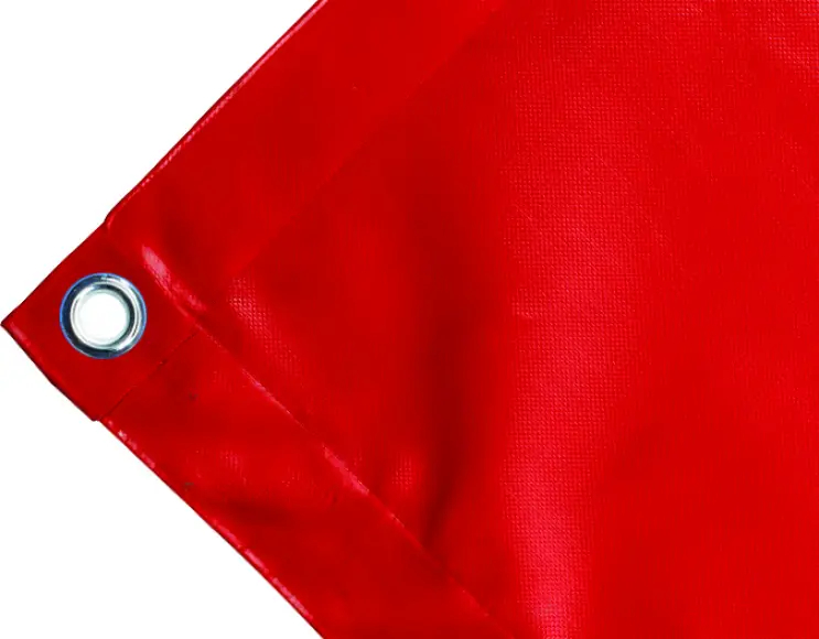 High-strength PVC tarpaulin box cover, 650g/sq.m. Waterproof. Red. Round eyelets 23 mm