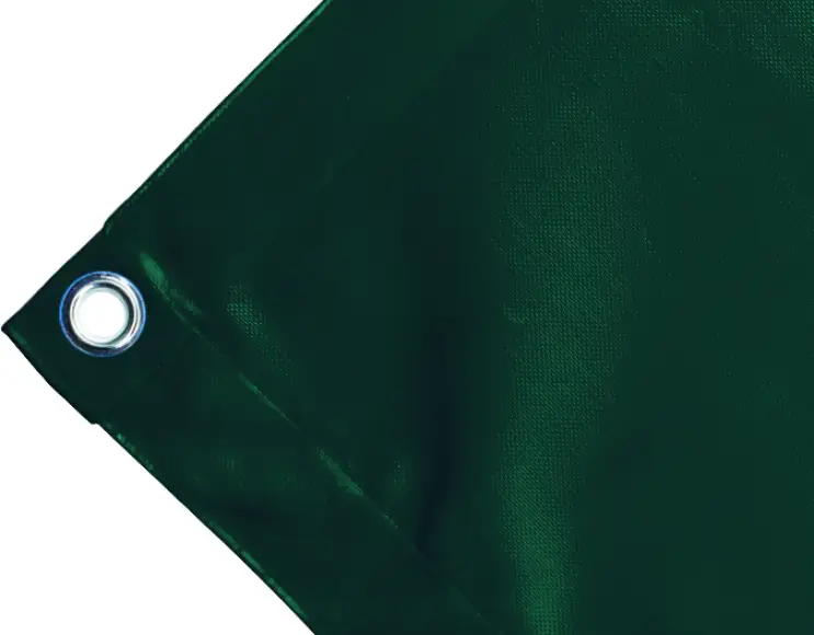 High-strength PVC tarpaulin box cover, 650g/sq.m. Waterproof. Green. Round eyelets 23 mm