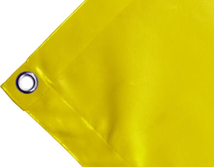 High-strength PVC tarpaulin box cover, 650g/sq.m. Waterproof. Yellow. Round eyelets 23 mm