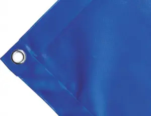 High-strength PVC tarpaulin box cover, 650g/sq.m Waterproof. Blue. Round eyelets 23 mm  - cod.CMPVCBL-23T