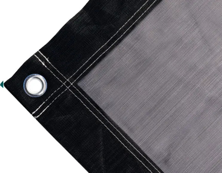 Tearproof polyethylene tarpaulin cover, 200 gr/sq.m. Black. Round eyelets 23 mm