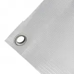 High-strength PVC tarpaulin box cover, 400g/sq.m Waterproof. Grey. Standard 17 mm eyelets  - cod.CMPVSG-17T