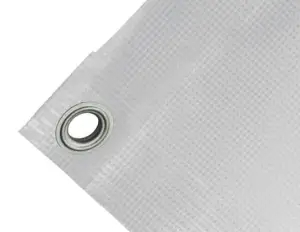 High-strength PVC tarpaulin box cover, 400g/sq.m Waterproof. Grey. Standard 17 mm eyelets  - cod.CMPVSG-17T