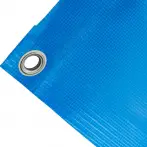 High-strength PVC tarpaulin box cover, 400g/sq.m Waterproof. Blue. Standard 17 mm eyelets  - cod.CMPVSBL-17T