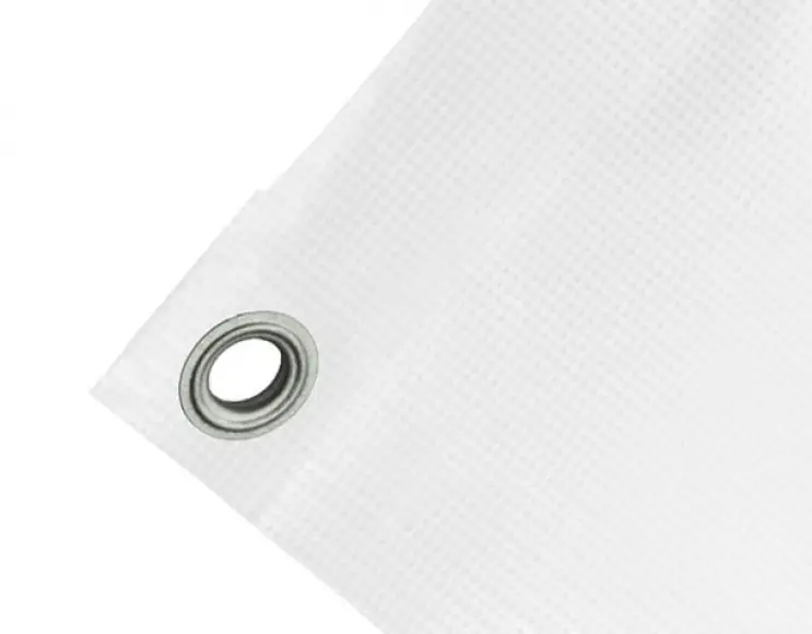 High-strength PVC tarpaulin box cover, 400g/sq.m. Waterproof. White. Standard 17 mm eyelets