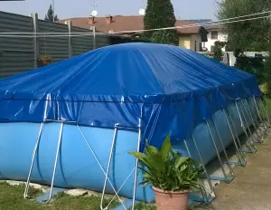 Above ground swimming pool covering tarpaulin in PVC 650 gr, with eyelets - cod.PT650